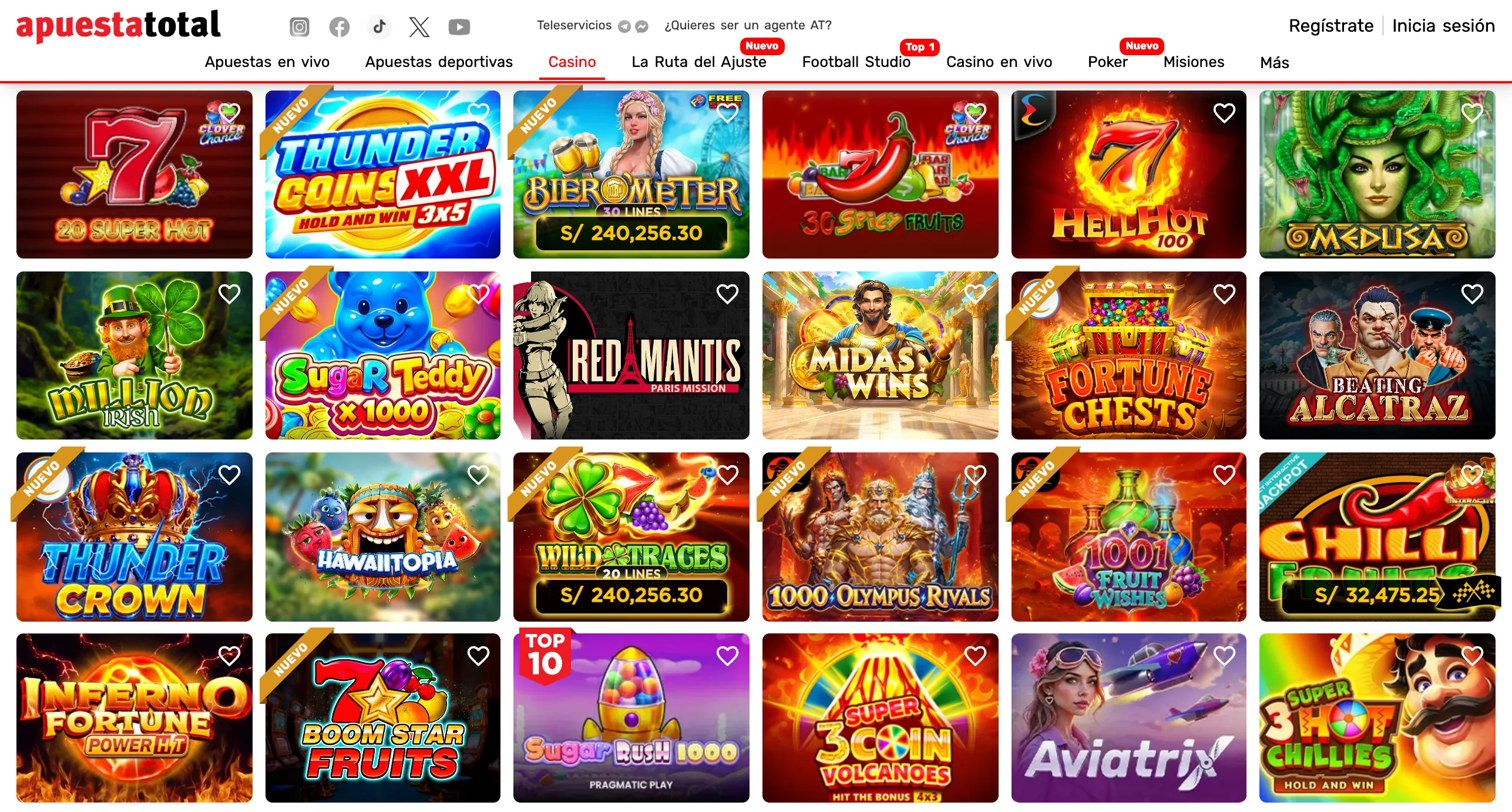 Juegos de casino online en Apuesta Total Perú