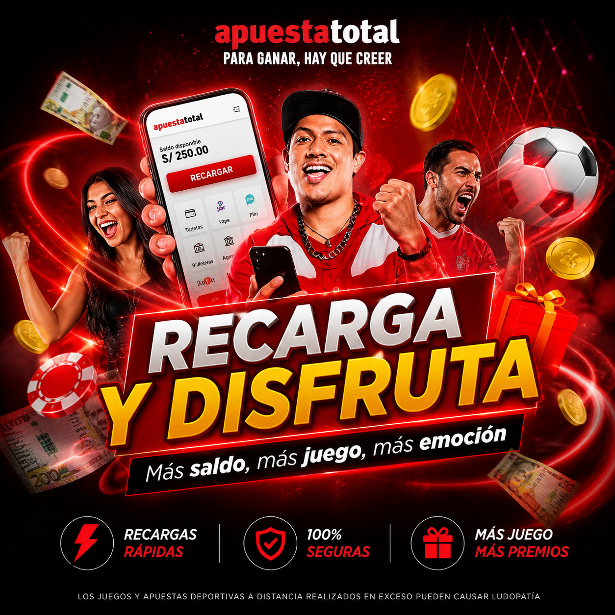 Recarga y disfruta en Apuesta Total app