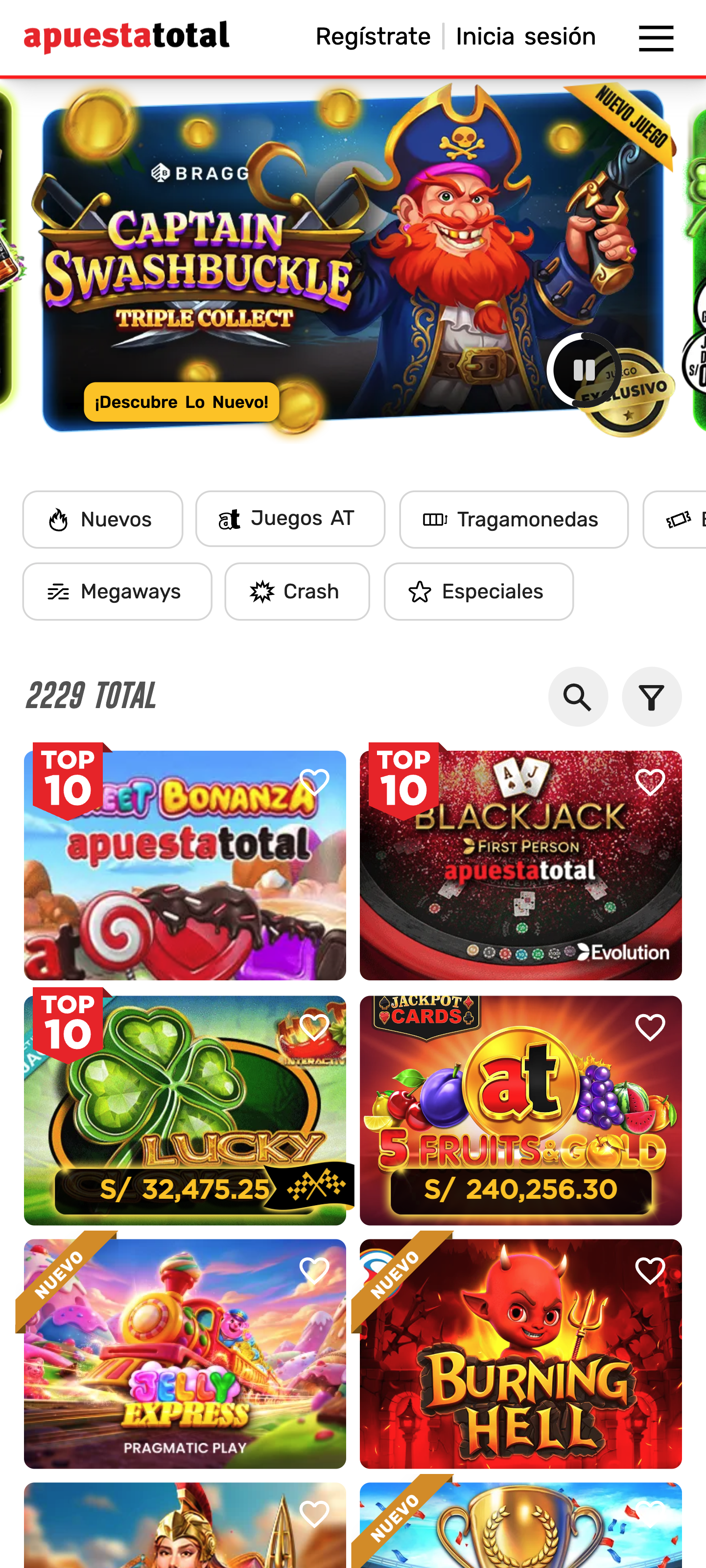 App móvil de Apuesta Total con casino